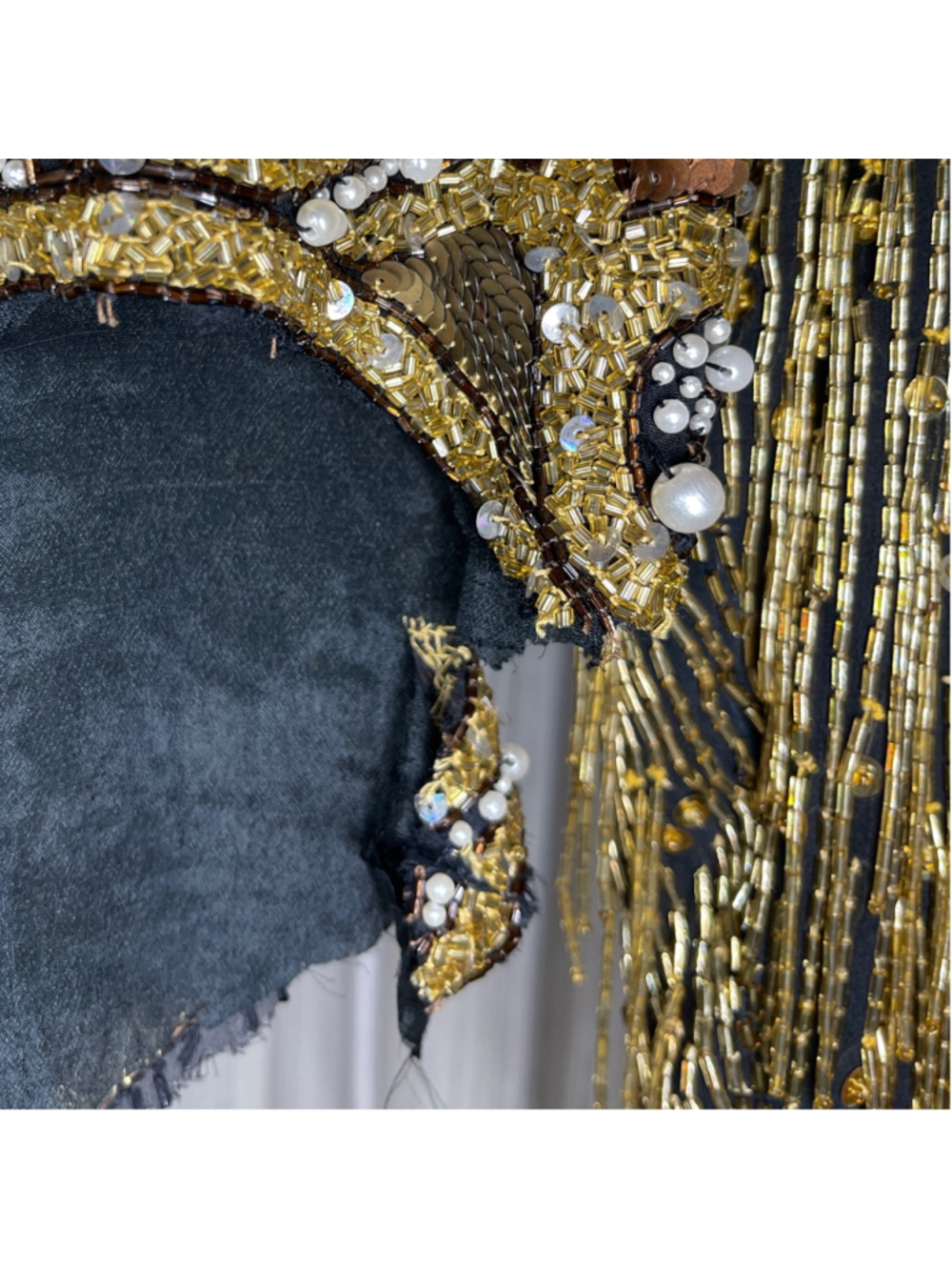 Women'sBlack Gold Sequin Hand-Beaded Top - Picture 4 of 7